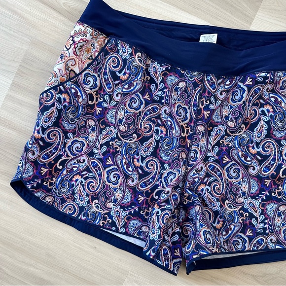 Lands End Blue Paisley Swim Shorts 22W Modest - Picture 2 of 8